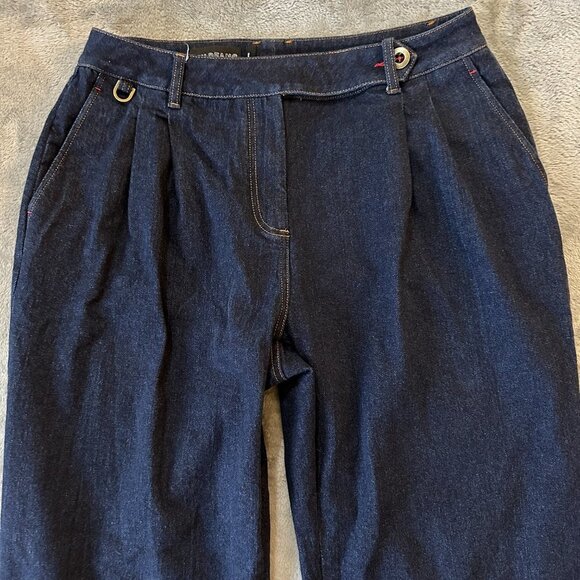 Wild Fang WildFang The Essential Wide Leg Denim Trouser Pleated Jeans Women's 16 - Picture 2 of 8